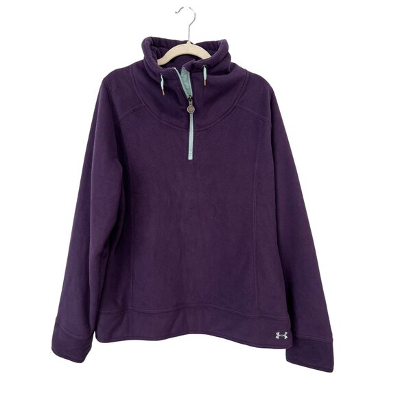 Under Armour Performance Half Zip Fleece Pullover Women XL Mock Neck Purple Cozy - Picture 1 of 8